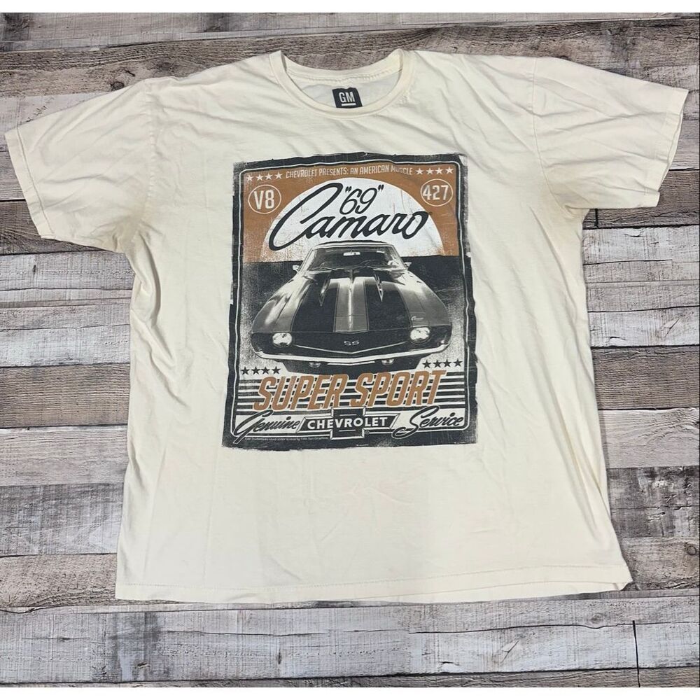 GM ‘69 Camaro Super Sport Graphic Tee Cream Adult Size XL